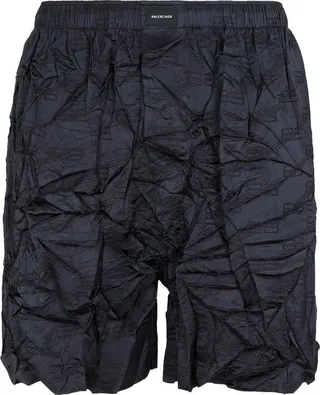Balenciaga Logo Patch Crease-Effect Pyjama Shorts