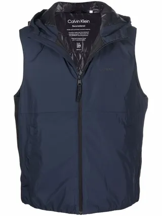 Logo-Print Hooded Zip-Up Vest
