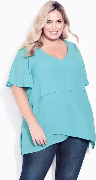 AVENUE| Women's Plus Size Mylah Layer Tunic - azure blue - 20W