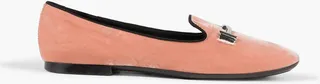 Double T grosgrain-trimmed velvet loafers