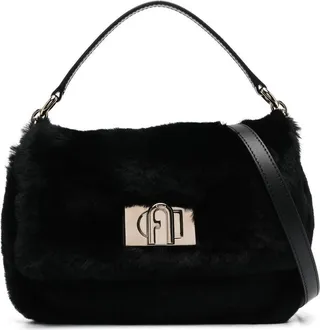 Logo-Plaque Sheepskin Tote Bag