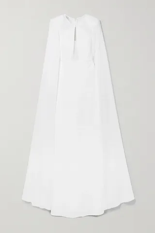 Roland Mouret - Cape-effect Stretch-cady And Chiffon Gown - White