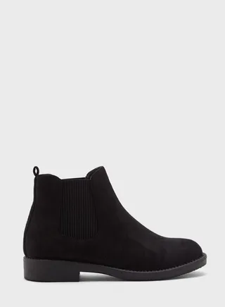 Faux Suede Round Point Ankle Boot