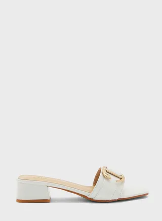 Metallic Bar Slide Sandals