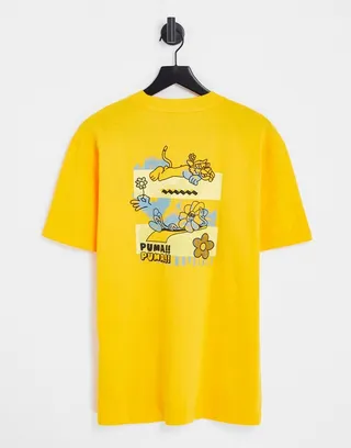 PUMA Downtown graphic T-shirt in tangerine