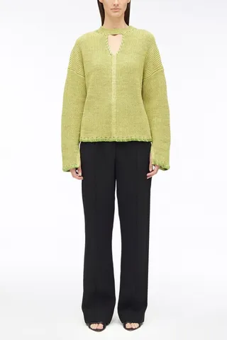 Chunky Cotton Rib V-Neck Pullover in acid multi