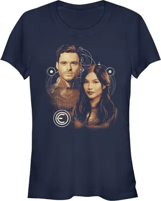 Junior's Marvel Eternals Sersi and Ikaris T-Shirt - Navy Blue - Small