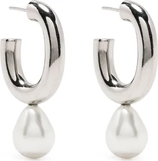 Pearl-Detail Hoop Earrings