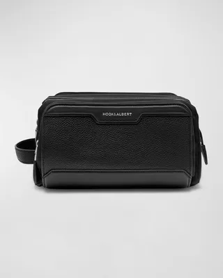Men's Wide Mouth Leather Toiletry Bag
