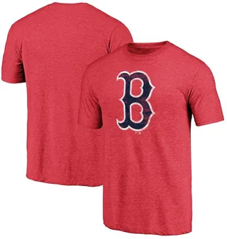 Men's Fanatics Branded Heathered Red Boston Red Sox Weathered Official Logo Tri-Blend T-shirt