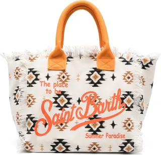 Vanity ikat-print beach bag