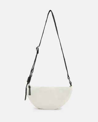 Half Moon Nylon Crossbody Bag - Ivory White