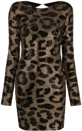 Leopard-Print Studded Dress