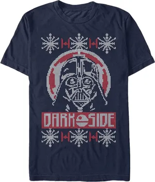 Men's Star Wars Ugly Christmas Dark Side T-Shirt - Navy Blue - Small