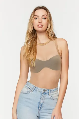 Sheer Mesh Sleeveless Bodysuit
