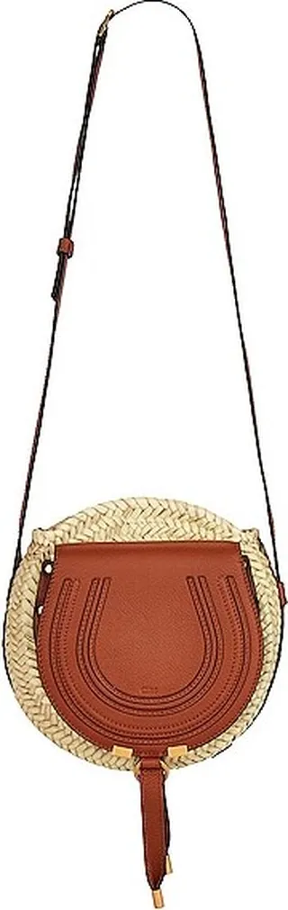Chloe Marcie Raffia Crossbody Bag in Brown