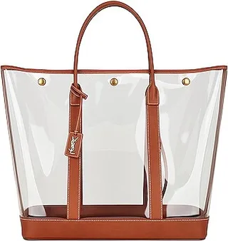 Saint Laurent Vinyl Cabas Bag in Tan