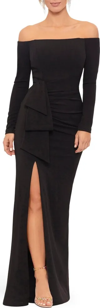 Strapless Long Sleeve Column Gown