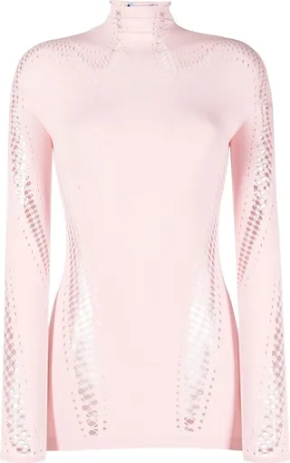 Open-Knit Turtle Neck Top