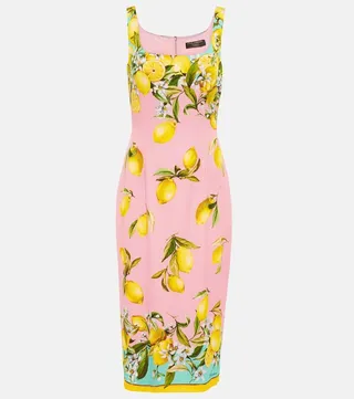 Printed silk-blend midi dress