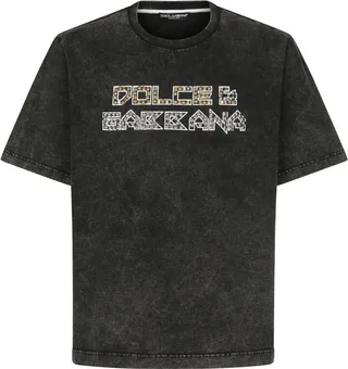 stud-embellished washed cotton T-shirt