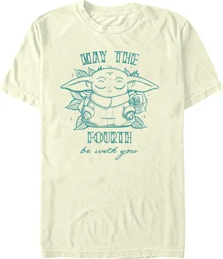 Men's Star Wars The Mandalorian Grogu May the Fourth Be With You T-Shirt - Beige - 2X Large