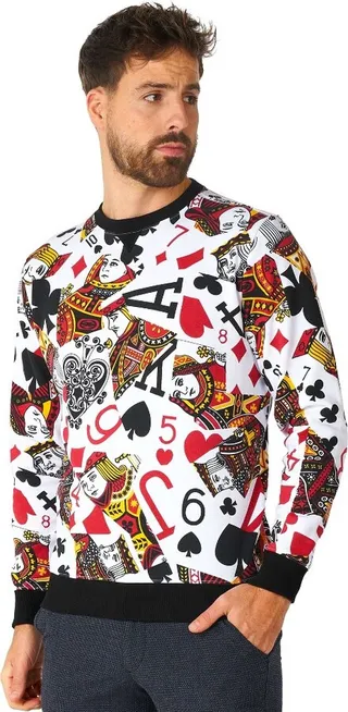 OppoSuits Men's Sweater - King Of Clubs - Multicolor - Size: XL