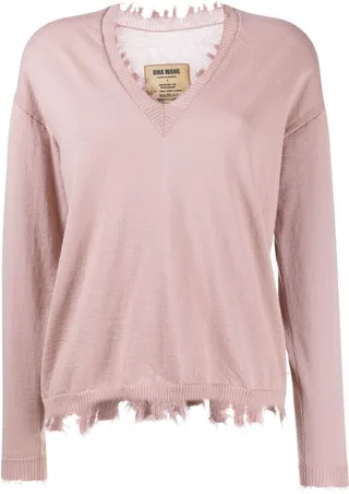Fringed-Edge Cashmere Long-Sleeve Top