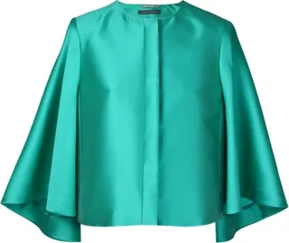 Alberta Ferretti Round-Neck Cropped Cape Jacket
