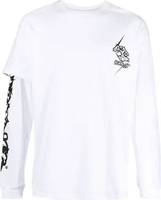 logo-print asymmetric-sleeve T-shirt