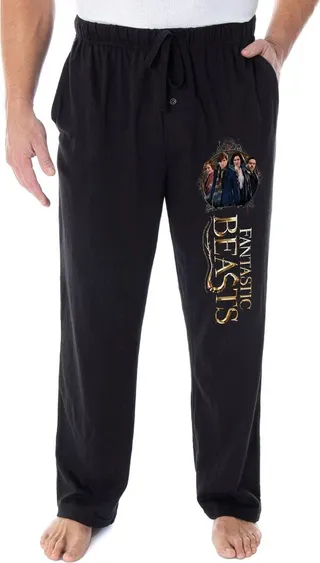 Fantastic Beasts Men's Newt Scamander And Friends Harry Potter Pajama Pants (3XL) Black