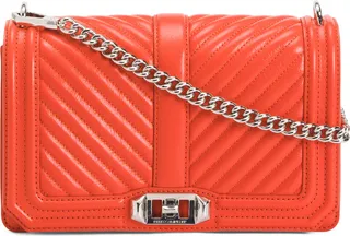 Leather Chevron Quilted Love Crossbody