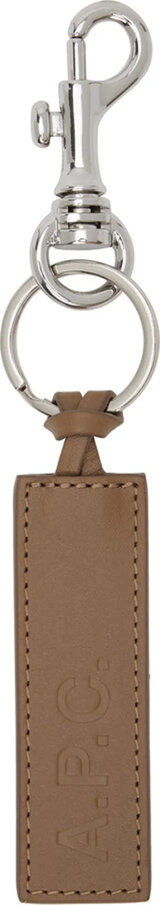 A.P.C. Taupe Logo Keychain