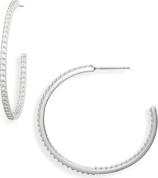 Cubic Zirconia Pavé Inside Out Hoop Earrings