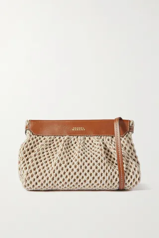 Isabel Marant - Luz Studded Leather-trimmed Woven Raffia Shoulder Bag - Ecru