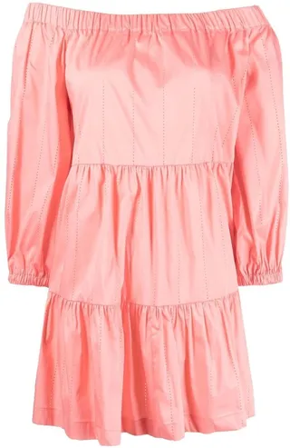 Off-The-Shoulder Tiered Mini Dress