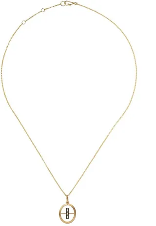 14kt and 18kt yellow gold I diamond initial pendant necklace
