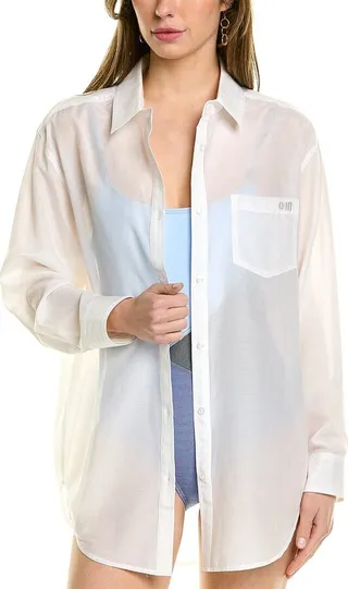 Solid & Striped The Oxford Silk-Blend Tunic