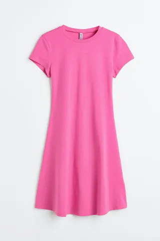 Jersey Dress with Flared Skirt
