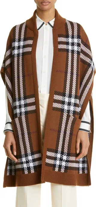 Check Wool Cape