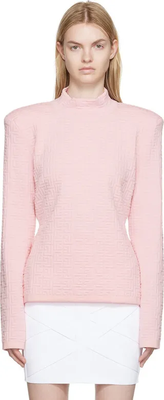 Balmain Pink Monogram Turtleneck