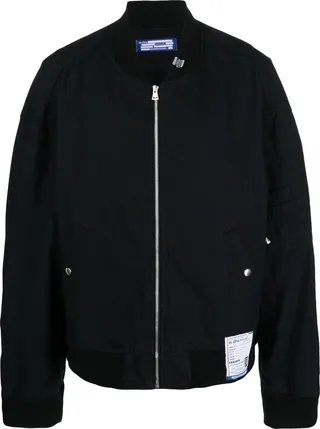 Logo-Patch Zip-Up Bomber Jacket