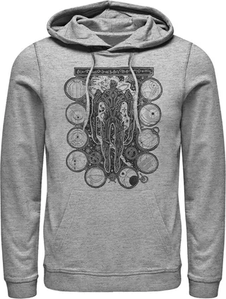 Men's Marvel Eternals Kro Wood Stamp Circles Pull Over Hoodie - Athletic Heather - X Large