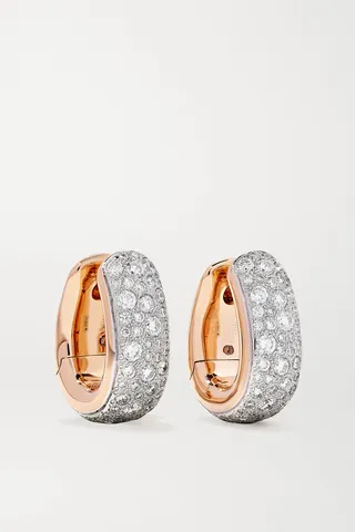 Pomellato - Iconica 18-karat Rose And White Gold Diamond Hoop Earrings - Rose gold