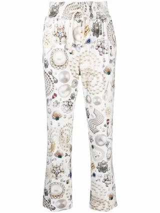 Jewellery-Print Cropped Trousers