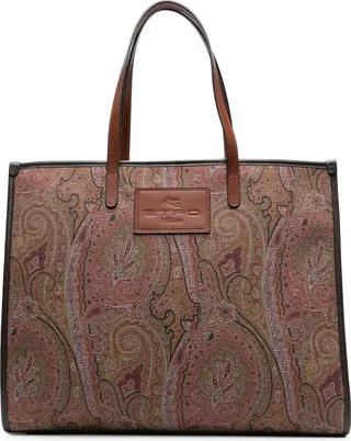 Brown Paisley Jacquard Large Tote Bag