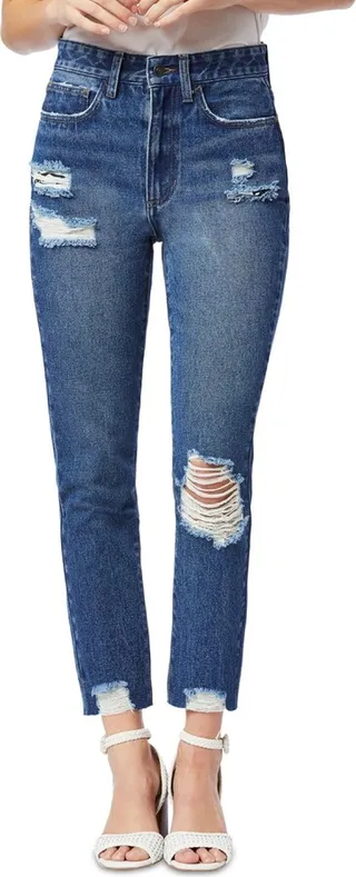 The Stiletto Womens Distressed High Rise Ankle Jeans