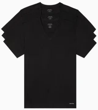 Calvin Klein Mens 3 Pack Cotton Classics Short Sleeve V Neck T Shirts
