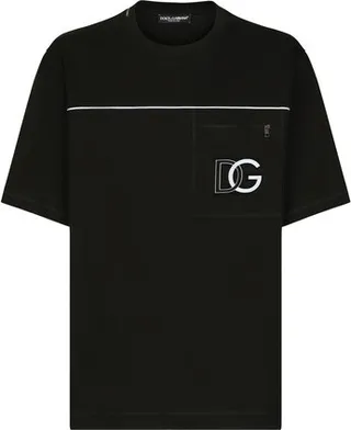 Cotton round-neck T-shirt with embossed DG logo