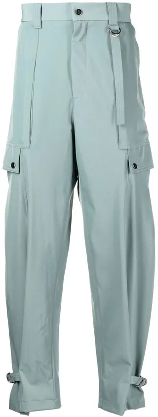 Belted-Cuffs Straight-Leg Trousers